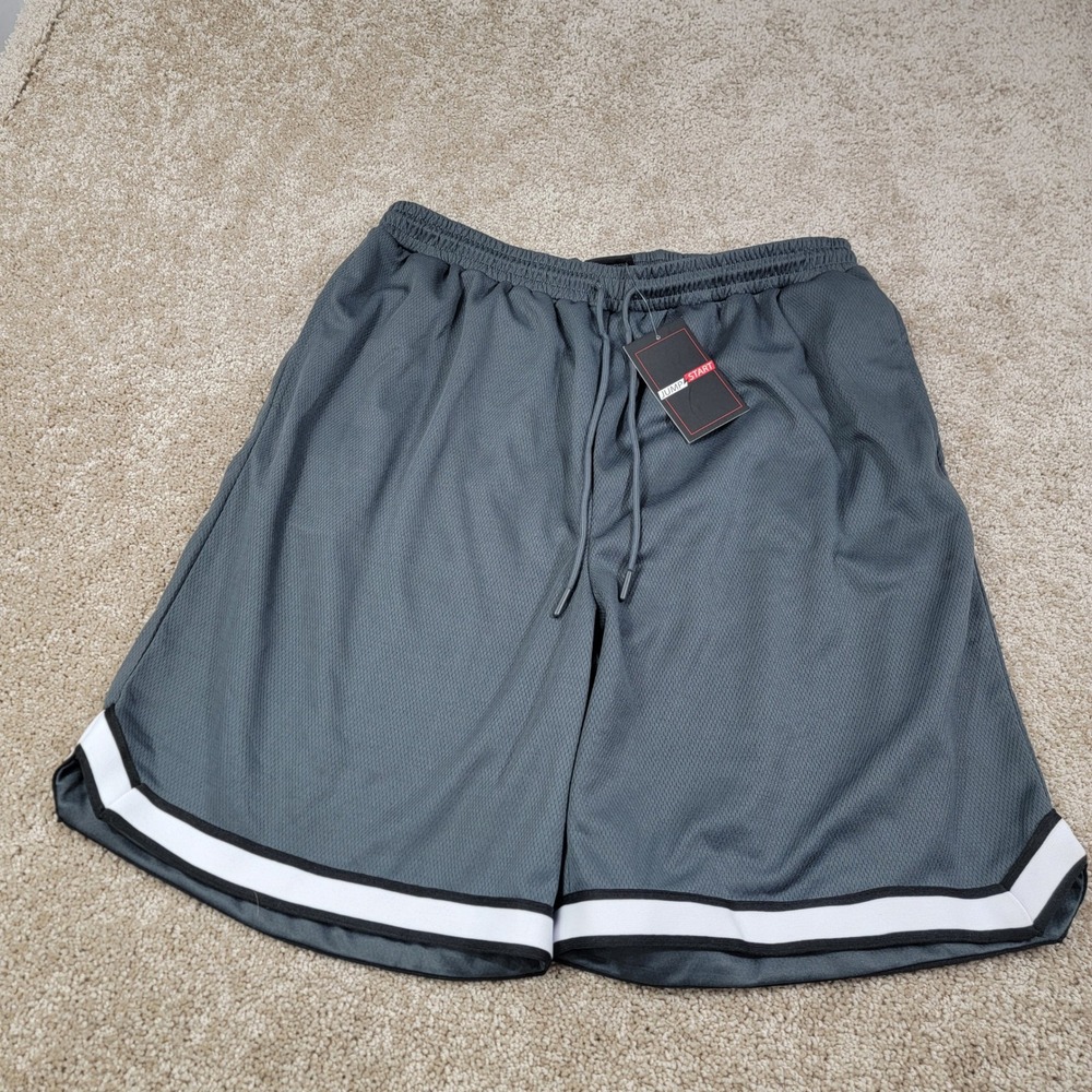 Jump Start Athletic Shorts Mesh‎ Basketball Shorts Striped Trim XL